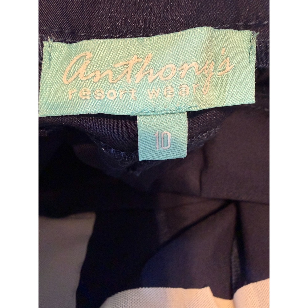Anthony's Resort Wear Navy Crop Pants Scallop Hem Stretch Preppy Coastal Size 10 - Picture 9 of 12